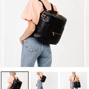 Fawn Design Black Diaper Bag with Gold Accents